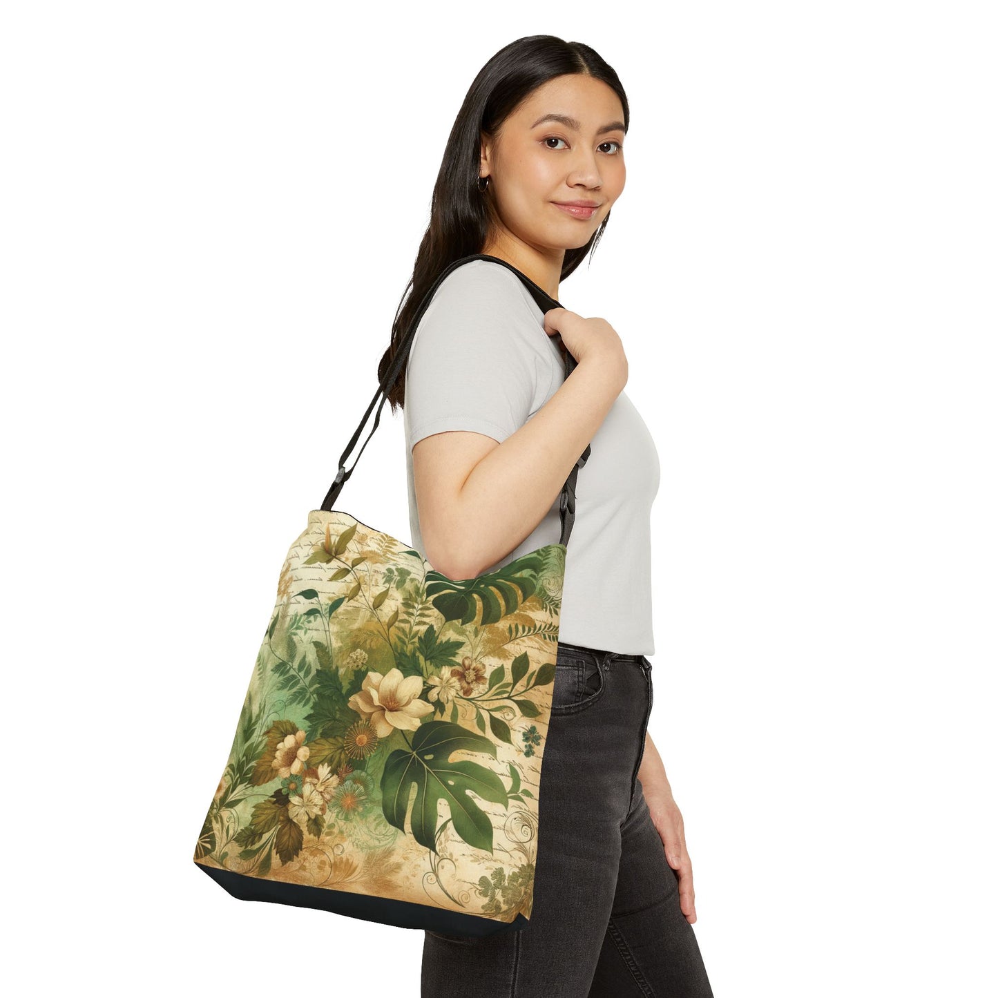 Monstera Adjustable Crossbody Bag, Botanical Crossbody Bag, Shoulder Bag, Adjustable Market Bag, Botanical Beach Tote