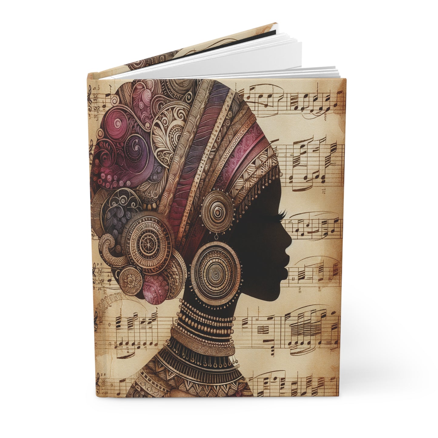 Hardcover Journal Matte, Music in my Soul Journal, African Woman Design, Cultural Richness, Black History Month, Women's History Month