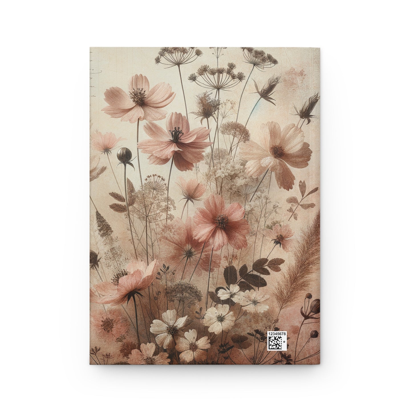 Vintage Wildflower Hardcover Journal Matte, Pink Floral Notebook, Botanical Journal, Gift for Her, Keepsake Diary, Travel Planner