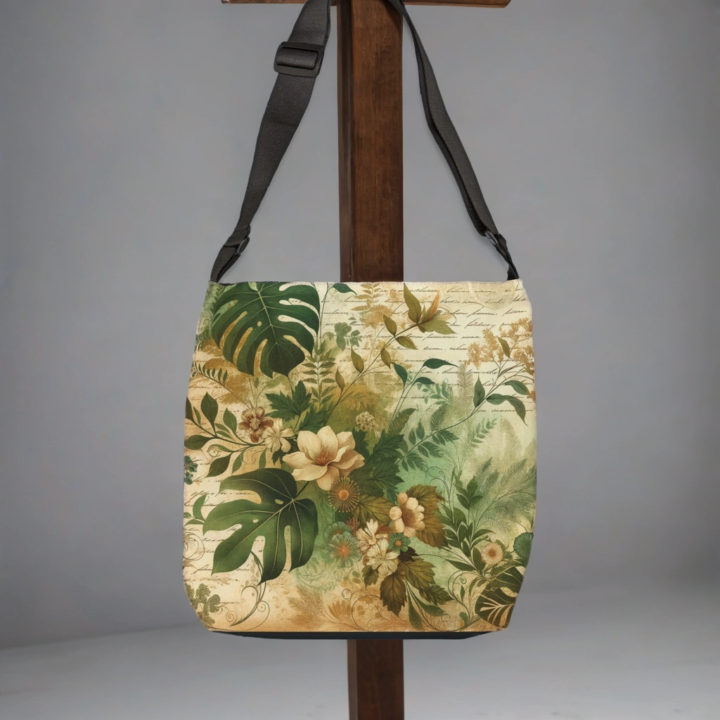Monstera Adjustable Crossbody Bag, Botanical Crossbody Bag, Shoulder Bag, Adjustable Market Bag, Botanical Beach Tote