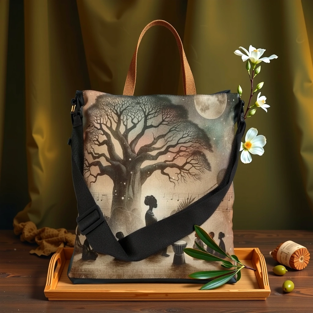 Baobab Tree Adjustable Crossbody Bag, African Women Empowerment Shoulder Bag, Adjustable Ethnic Shoulder Bag, Vintage-Inspired Bag, Juneteenth, Kwanzaa