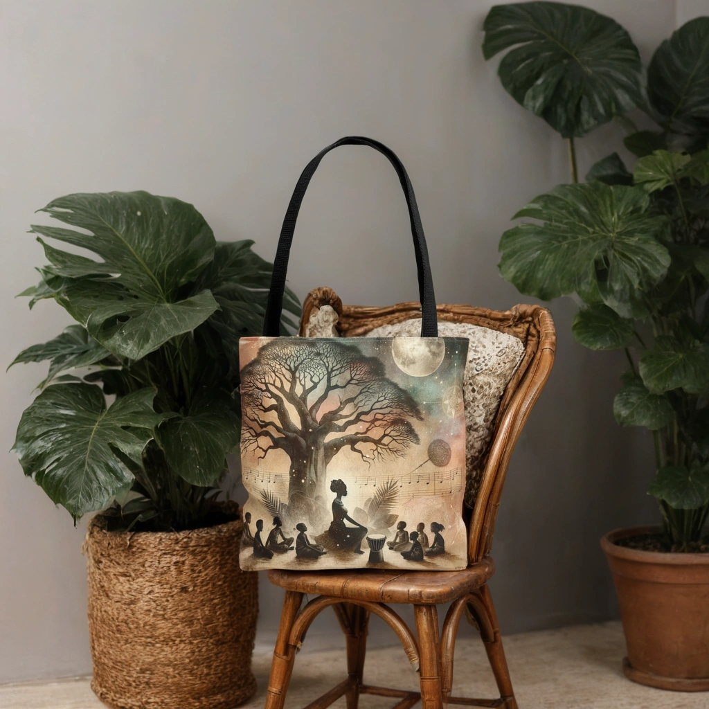 Baobab Tree Tote Bag, Stylish Shopping Bag, Boho Chic Handbag, Art Design Purse, Gift for Her, Fashion Accessory, Kwanzaa Gifts
