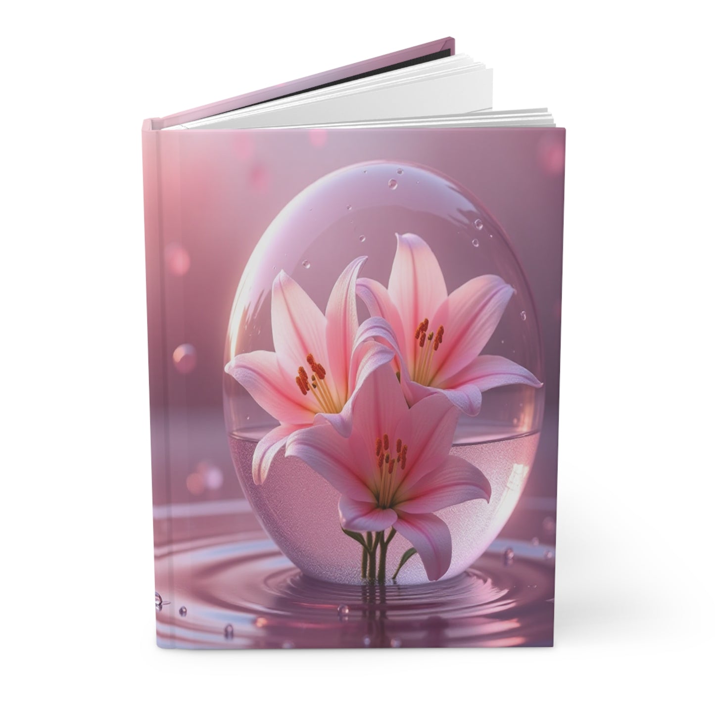 Pink Lilies Hardcover Journal, Matte Finish, Writing Notebook for Creatives, Students, Professionals, Gift Idea, Beauty and Practicality