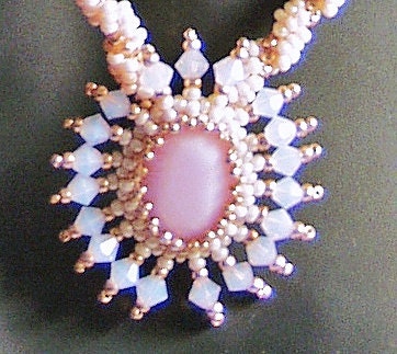 Hand Beaded Vintage Pink Crystal Necklace and Earring Set