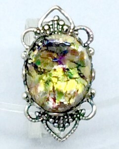 Dragons Breath Opal Ring, Amber Opal Ring, Filigree Ring, Adjustable Filigree Ring, Dragons Breath Ring, Opal Jewelry, Fashion Rings