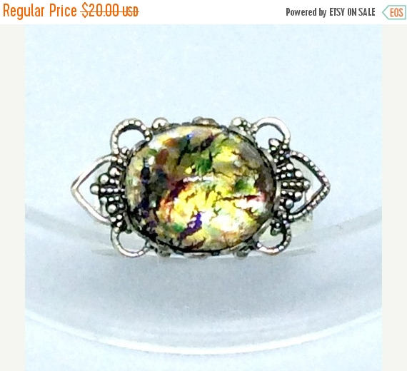 Dragons Breath Opal Ring, Amber Opal Ring, Filigree Ring, Adjustable Filigree Ring, Dragons Breath Ring, Opal Jewelry, Fashion Rings