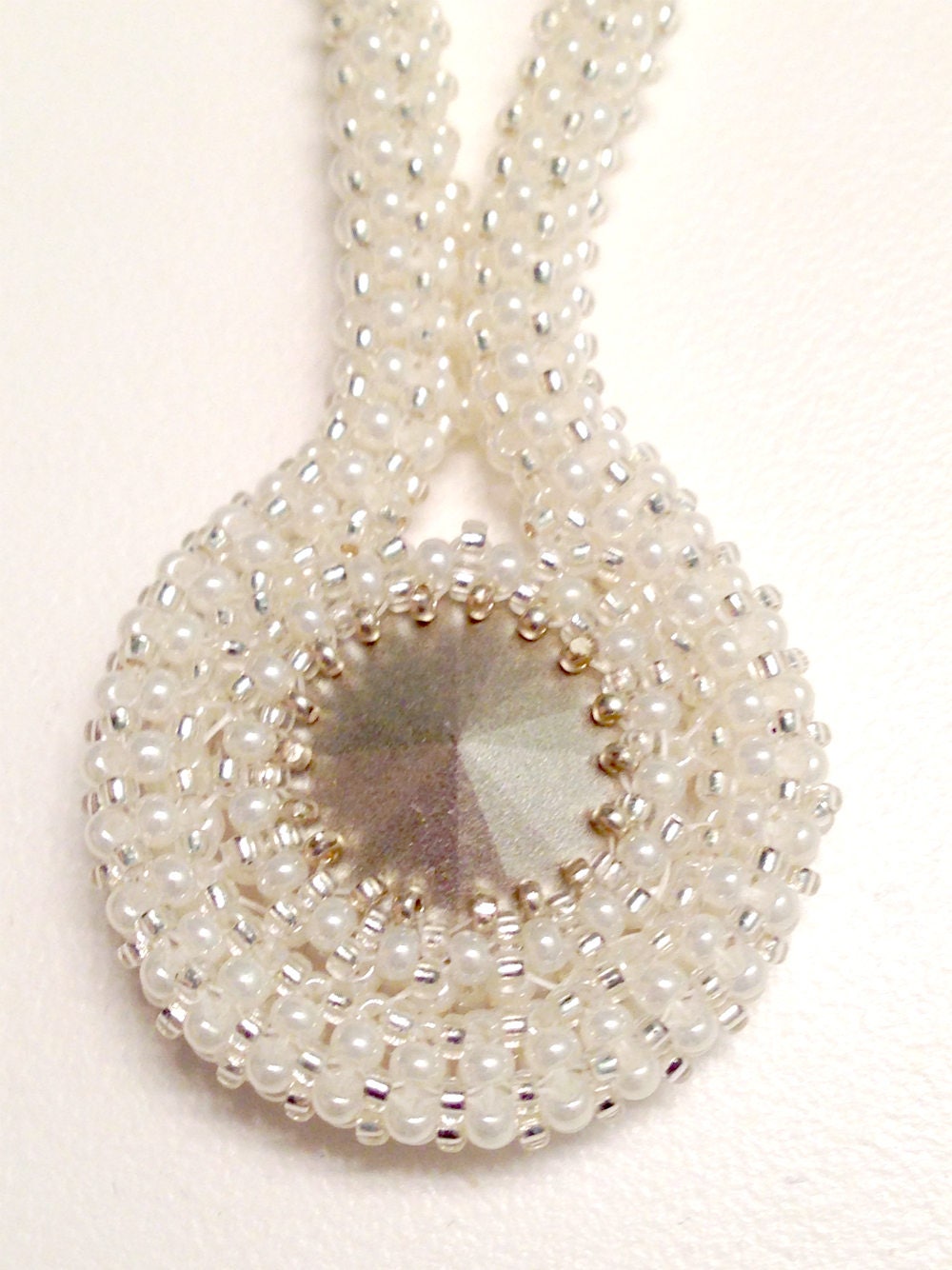 Crystal Beaded Necklace, Bridal Jewelry, Crystal Necklace, Wedding Jewelry, Snow Crystal Necklace, White Crystal Necklace, Winter Wedding