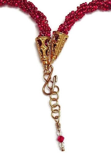Star Necklace w/ Red Bead Rope, Christmas Star Necklace, North Star Necklace, Vintage Star, Crystal Star Pendant Necklace, Polaris Necklace