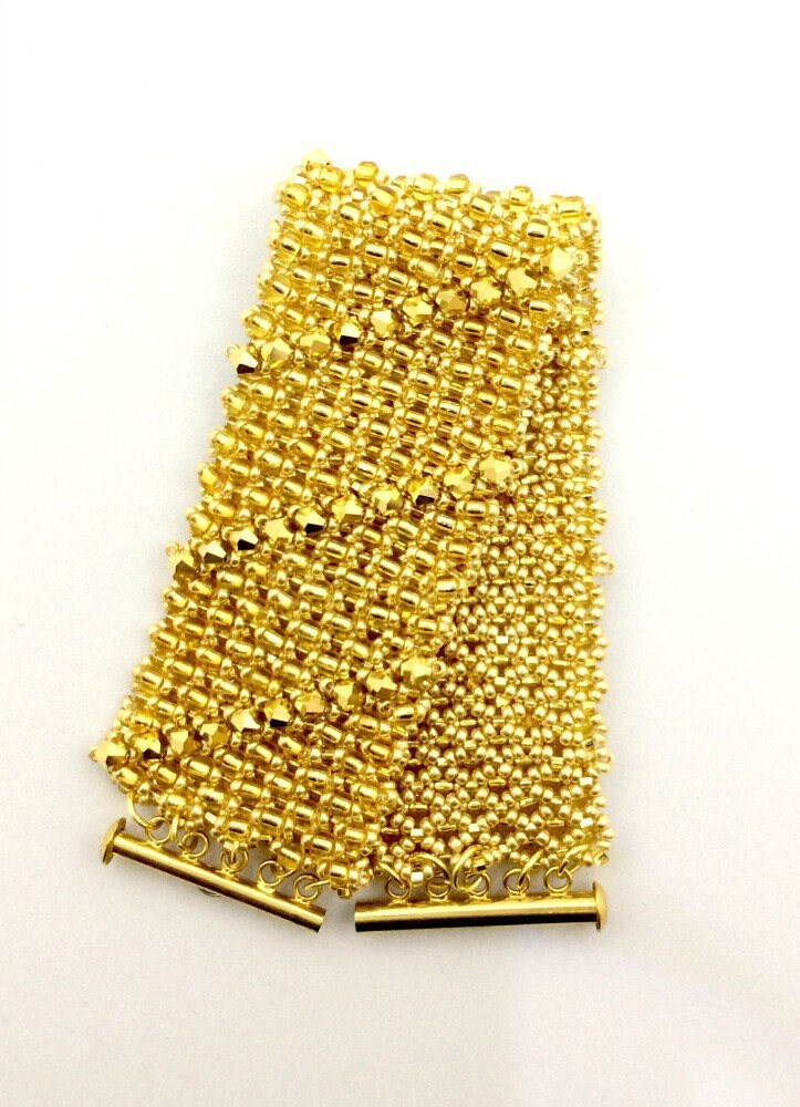 Gold Bracelet, Bridal Bracelet, Gold Bead Bracelet with Gold Crystals, Crystal Bracelet, Gold Jewelry, Cuff Bracelet, Gold Crystal Bracelet