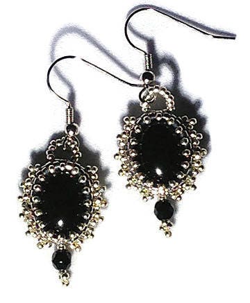 Black Agate Earrings, Beaded Earrings, Black Gemstone Bead Earrings, Agate Jewelry, Agate Drop Earrings