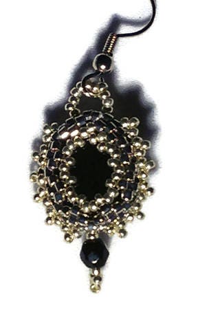 Black Agate Earrings, Beaded Earrings, Black Gemstone Bead Earrings, Agate Jewelry, Agate Drop Earrings