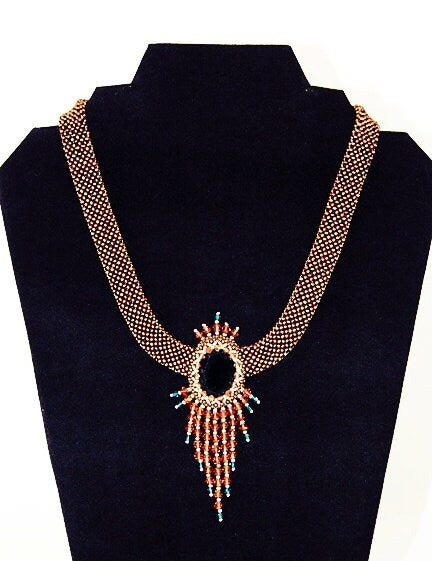 Emerald Vintage Crystal Necklace, Beaded Collar Necklace, Emerald Collar Necklace, Statement Necklace, Beaded Bib Necklace, Seed Bead Necklace