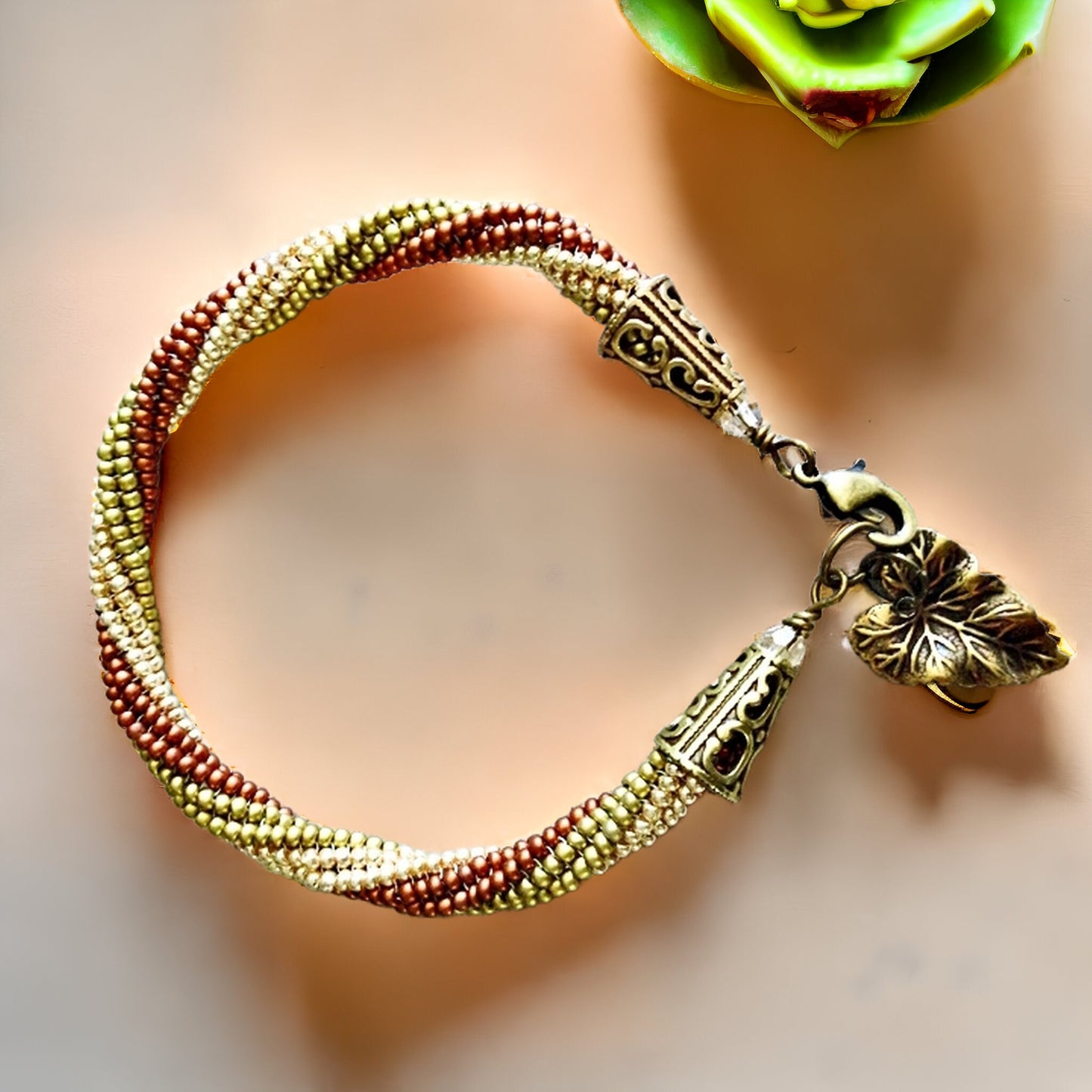Spiral Bead Bracelet, Boho Bracelet, Gifts for Her, Seed Bead Bracelet, Autumn Jewelry, Twisted Metals Bracelet, Twisted Rope Bracelet
