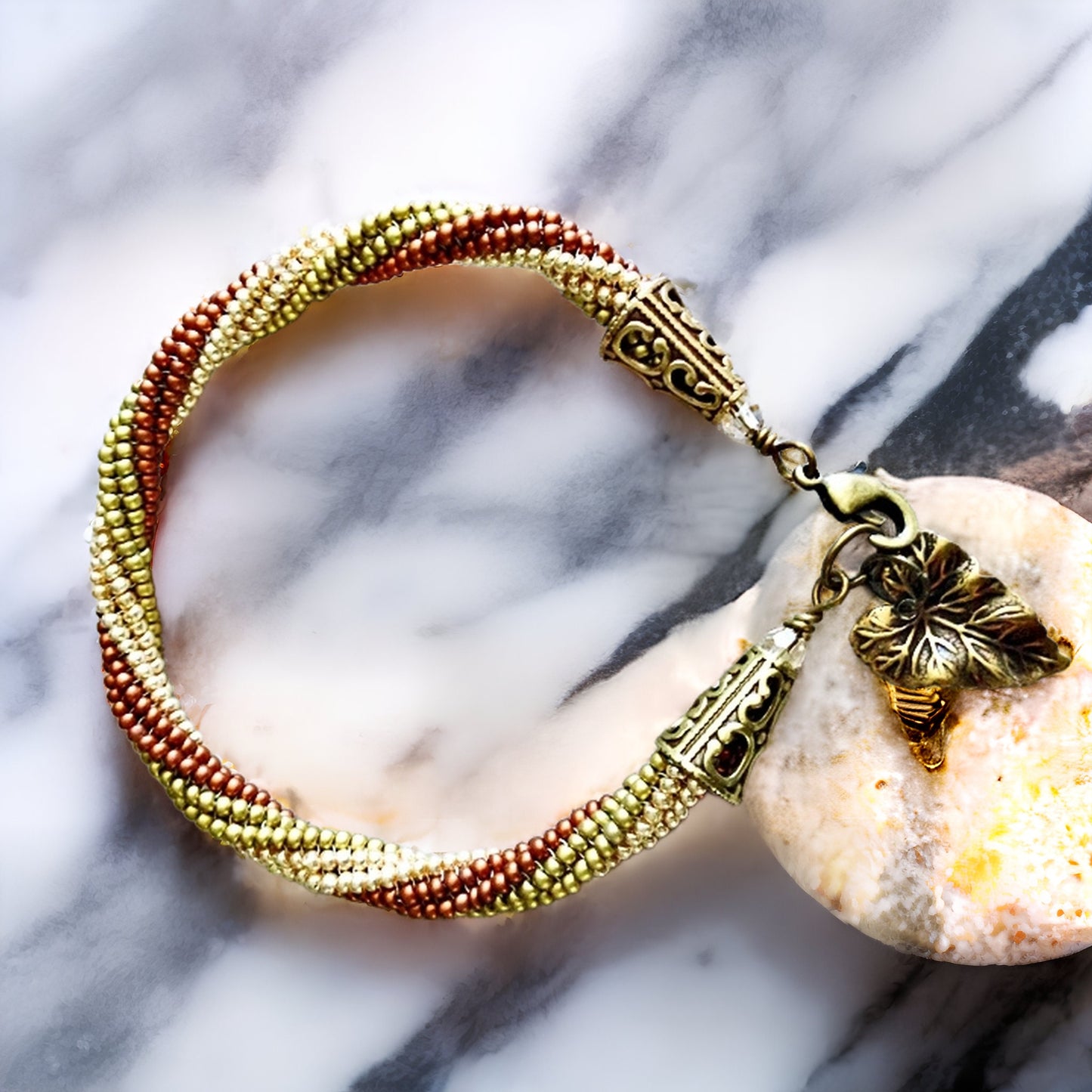 Spiral Bead Bracelet, Boho Bracelet, Gifts for Her, Seed Bead Bracelet, Autumn Jewelry, Twisted Metals Bracelet, Twisted Rope Bracelet