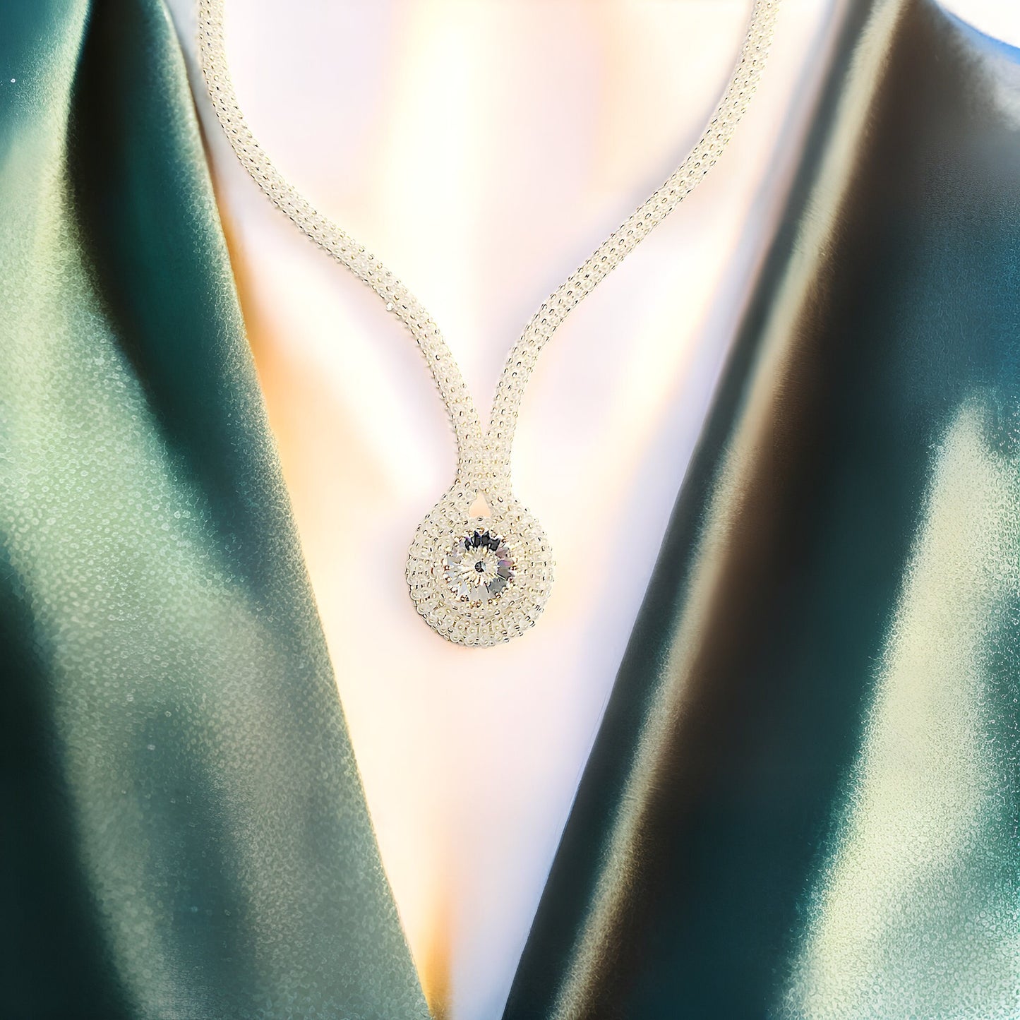 Crystal Beaded Necklace, Bridal Jewelry, Crystal Necklace, Wedding Jewelry, Snow Crystal Necklace, White Crystal Necklace, Winter Wedding