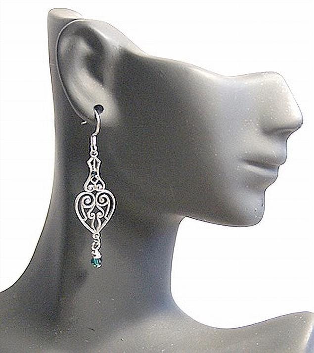 Silver Heart Filigree Earrings, Heart Earrings, Valentines Day Heart Earrings, Filigree Earrings, Antiqued Silver Earrings, Art Deco Earring