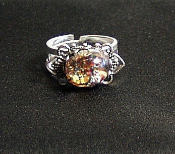 Dragons Breath Opal Ring, Amber Opal Ring, Filigree Ring, Adjustable Filigree Ring, Dragons Breath Ring, Opal Jewelry, Fashion Rings