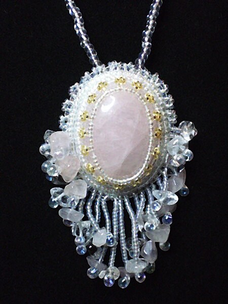 Necklace, Rose Quartz Pendant, Bridal Statement Necklace, Bridal Jewelry, Pink & Crystal Quartz Necklace, Bridal Necklace, Wedding Jewelry