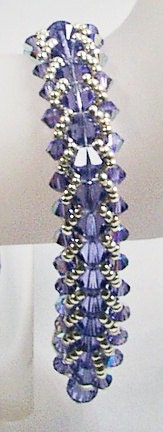 Purple Tanzanite Crystal Handbeaded Tennis Bracelet
