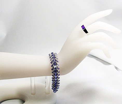 Purple Tanzanite Crystal Handbeaded Tennis Bracelet