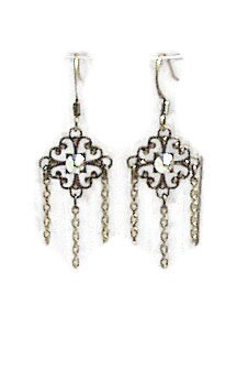 Diamond Filigree Earrings, Vintage Inspired, Filigree Jewelry, Filigree Chain Earrings, Chandelier Earrings, Brass Earrings, Drop Earrings