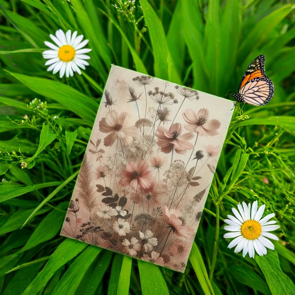 Vintage Wildflower Hardcover Journal Matte, Pink Floral Notebook, Botanical Journal, Gift for Her, Keepsake Diary, Travel Planner