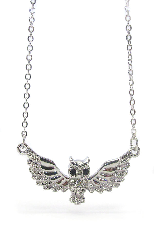 Owl in Flight Crystal Pendant