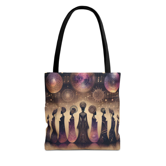 Celestial Sistas Tote Bag, Stylish Shopping Bag, Boho Chic Handbag, Art Design Purse, Unique Gift for Her, Fashion Accessory, Kwanzaa Gifts