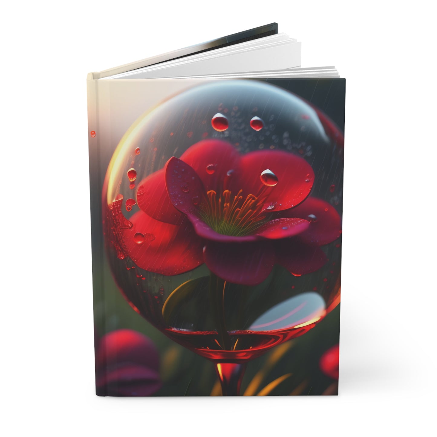 Crimson Bloom Journal, Matte Hardcover Notebook for Mindful Journaling, Dreamy Sketches, Poetry, 150 Lined Pages, Romantic Writing, Elegant