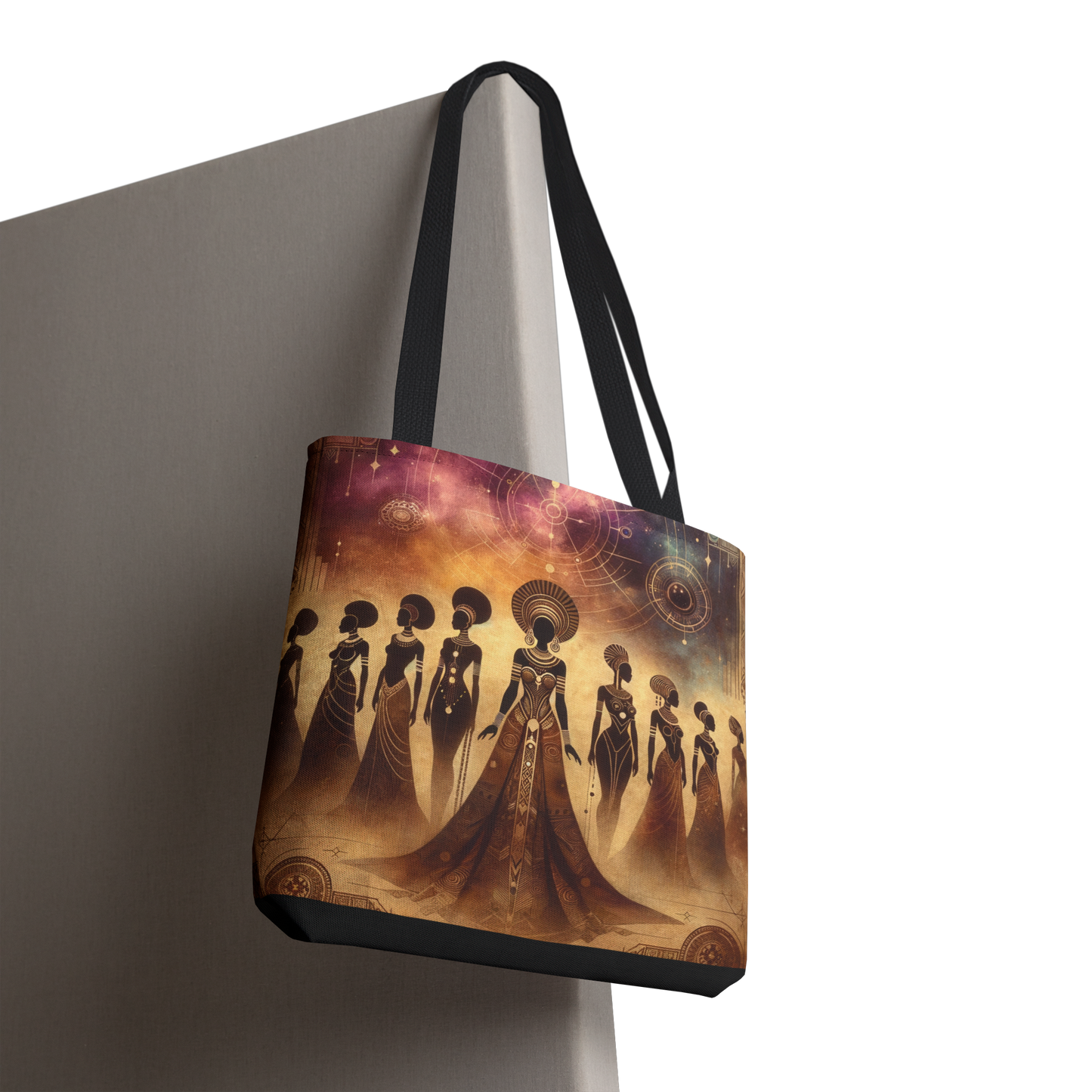 Awakening Crossbody Bag, African Women Empowerment Shoulder Purse, Adjustable Ethnic Market Bag, Afrofuturist Geometric Beach Tote, Radiant