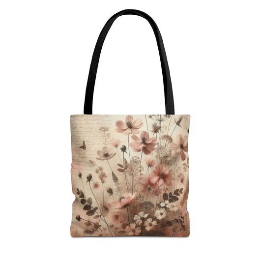 Vintage Wildflowers Tote Bag, Floral Tote, Stylish Shopping Bag, Boho Chic Handbag, Market Bag, Unique Gift for Her, Fashion Accessory