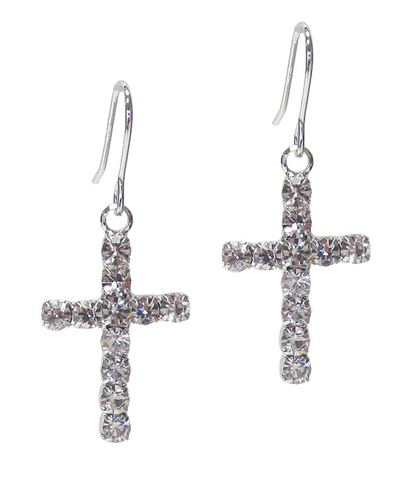 Cubic Zirconia Cross Earrings