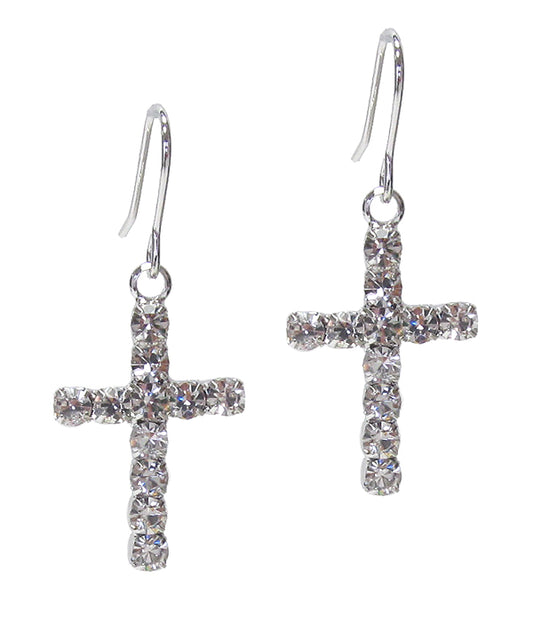 Cubic Zirconia Cross Earrings