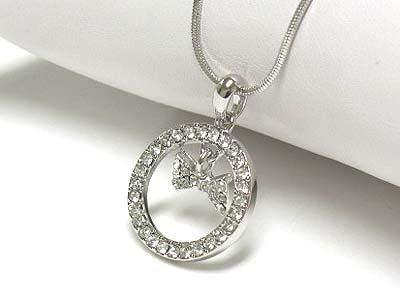 Crystal Circle with Bow Pendant