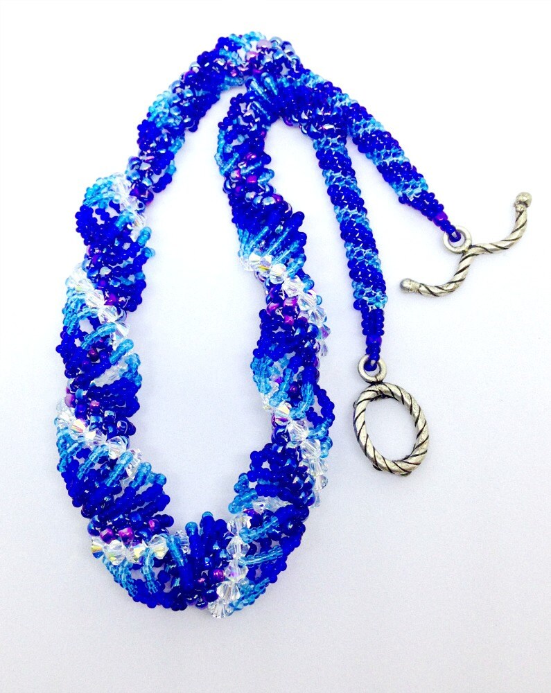 Blue Spiral Crystal Necklace