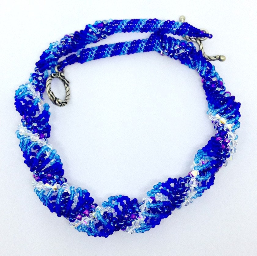 Blue Spiral Crystal Necklace