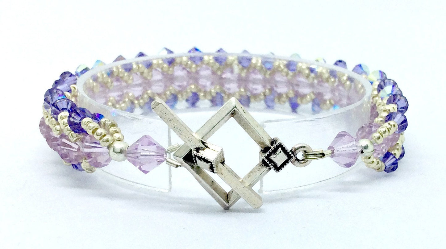 Tanzanite & Amethyst Crystal Handbeaded Bracelet