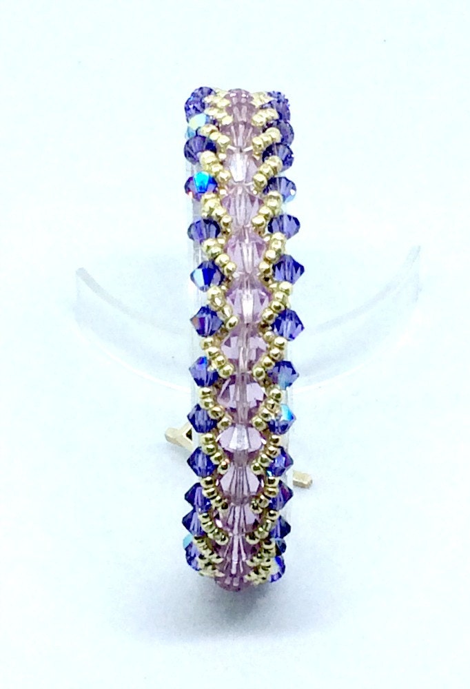 Tanzanite & Amethyst Crystal Handbeaded Bracelet