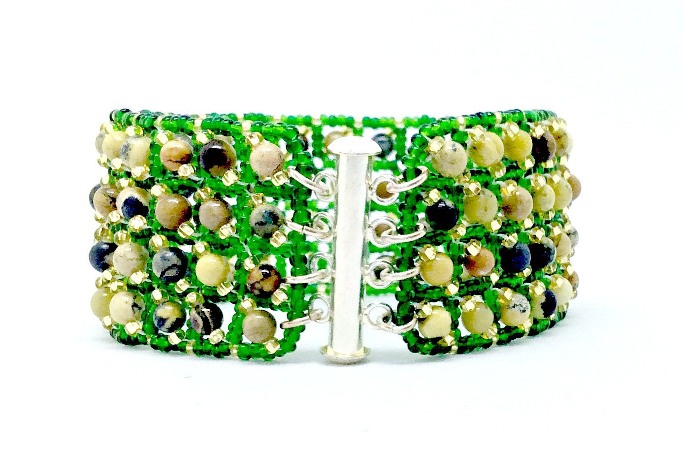 Handbeaded Yellow Turquoise Bracelet Cuff