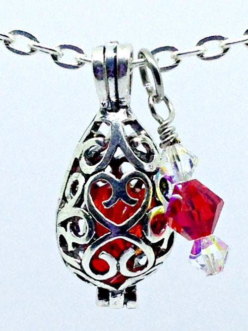 Silver Teardrop Necklace with Crystals, Silver Teardrop Pendant, Silver Filigree Pendant, Silver Filigree Teardrop, Teardrop Locket
