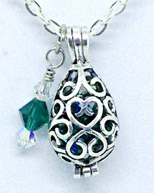 Silver Teardrop Necklace with Crystals, Silver Teardrop Pendant, Silver Filigree Pendant, Silver Filigree Teardrop, Teardrop Locket