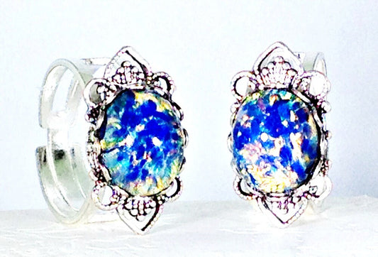 Blue Dragons Breath Opal Ring , Blue Opal Ring , Teen Jewelry , Filigree Ring , Filigree Jewelry, SP Opal Ring, Statement Ring