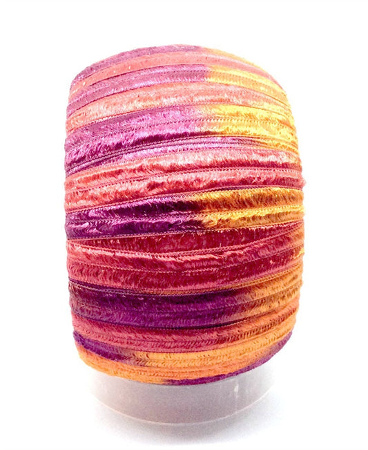 Orange Ribbon Wrapped Wooden Bangle