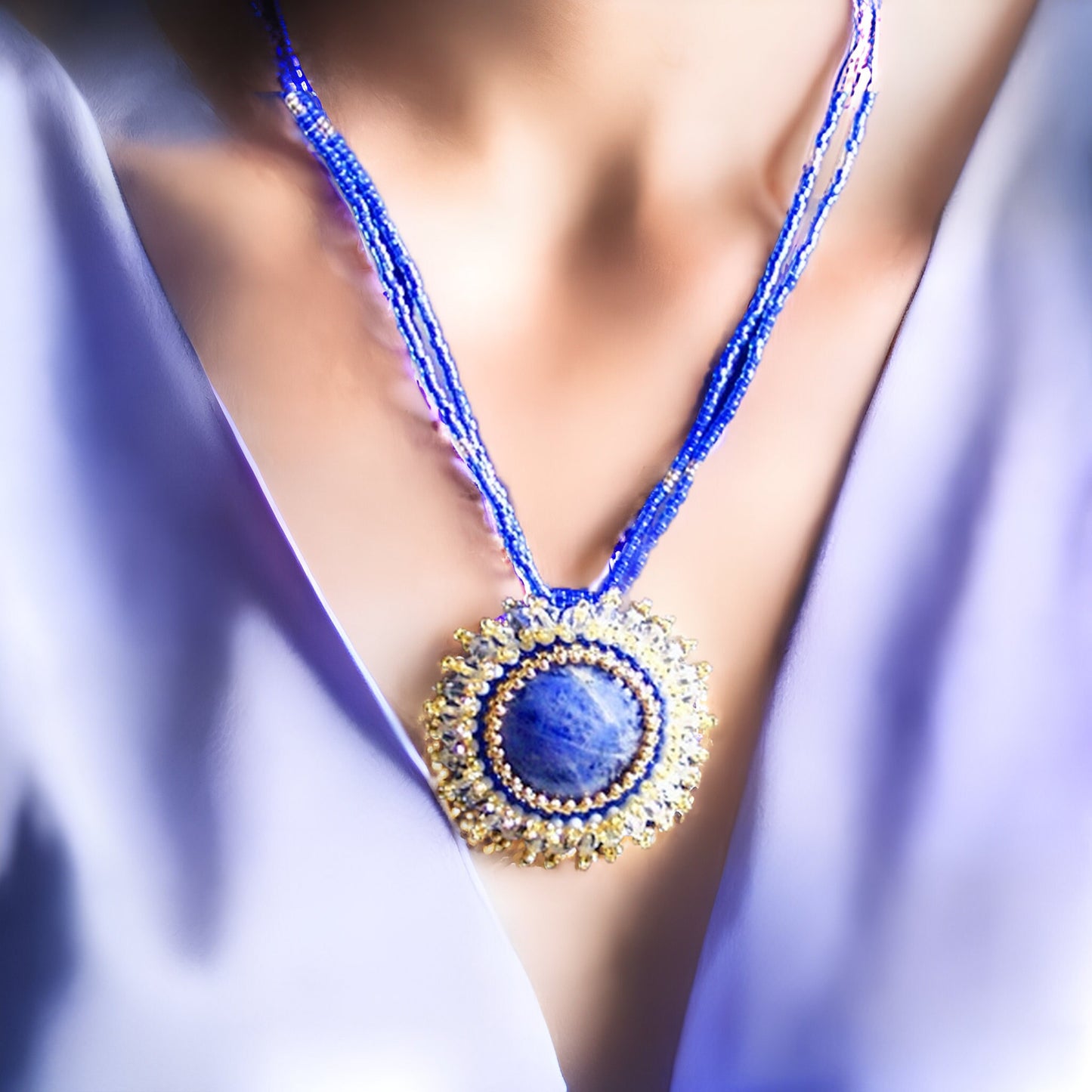 Sodalite Necklace, Blue Sodalite Necklace, Blue Gemstone Necklace, Boho Necklace, Sodalite Jewelry, Gemstone Necklace, Statement Necklace