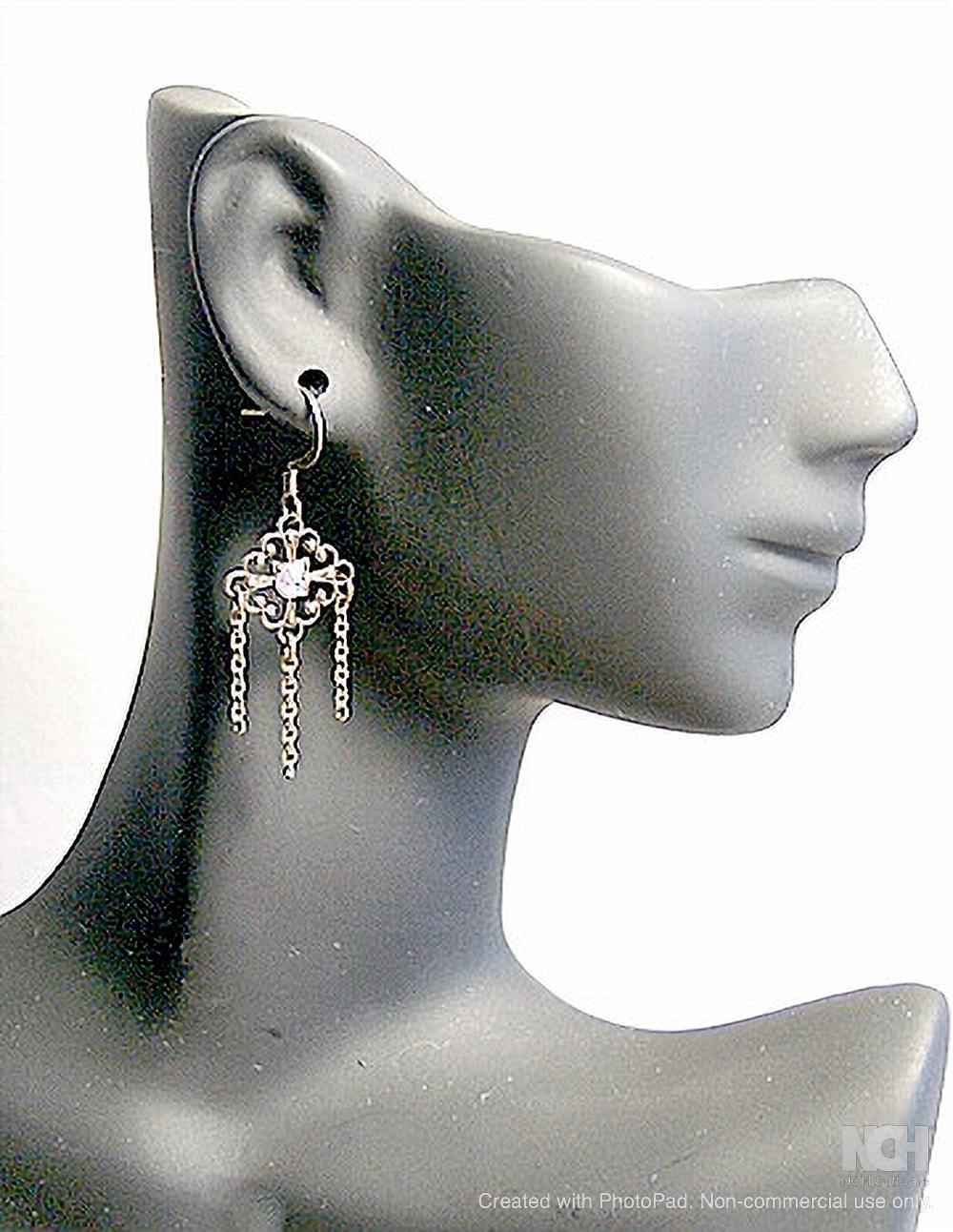 Diamond Filigree Earrings, Vintage Inspired, Filigree Jewelry, Filigree Chain Earrings, Chandelier Earrings, Brass Earrings, Drop Earrings