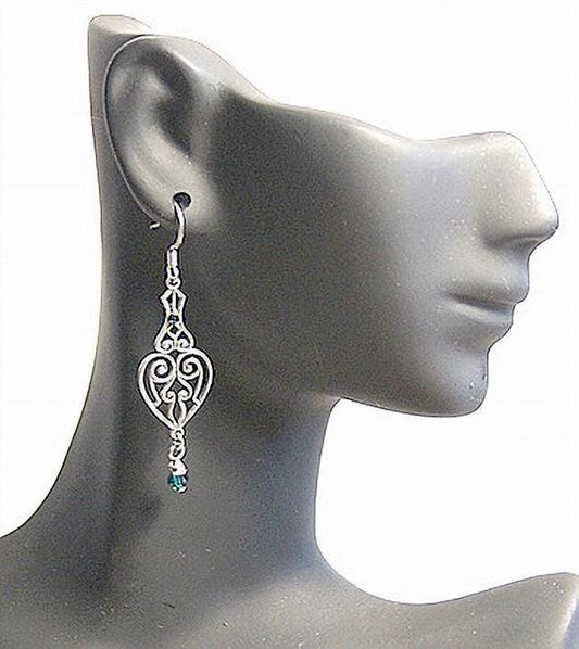 Silver Heart Filigree Earrings, Heart Earrings, Valentines Day Heart Earrings, Filigree Earrings, Antiqued Silver Earrings, Art Deco Earring