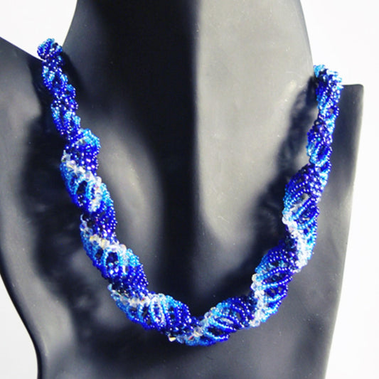Blue Spiral Crystal Necklace