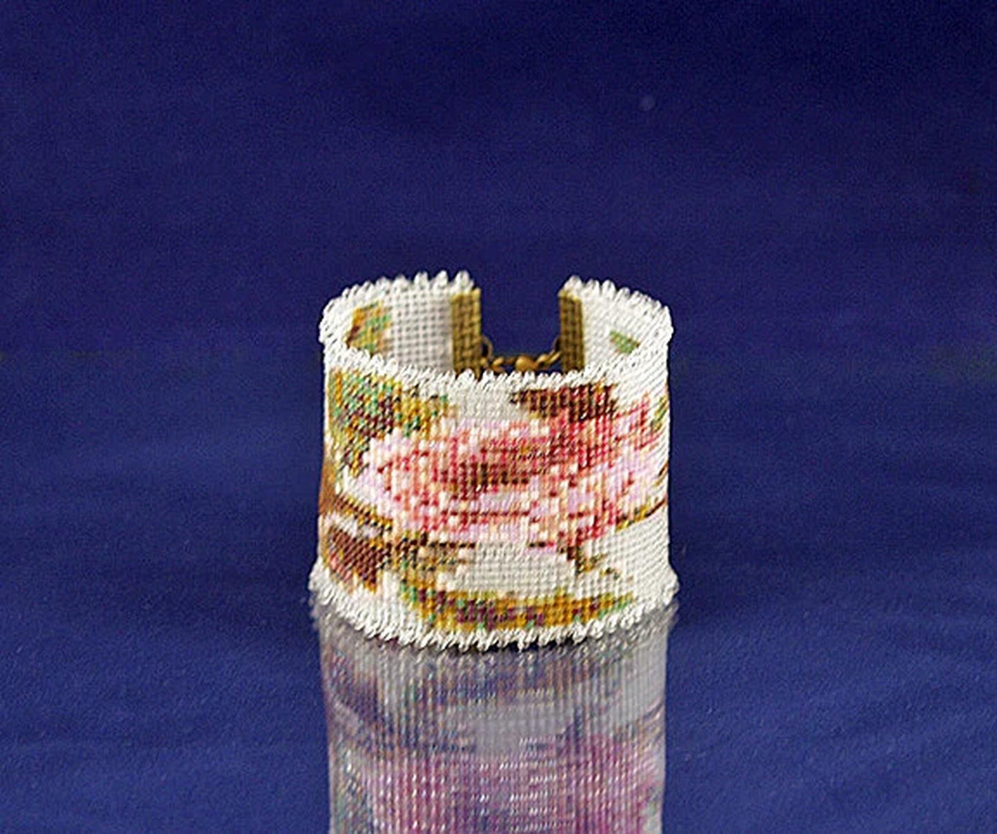Handbeaded Rose Cuff Bracelet