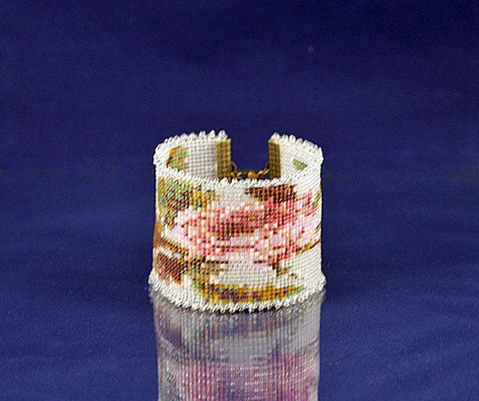 Handbeaded Rose Cuff Bracelet