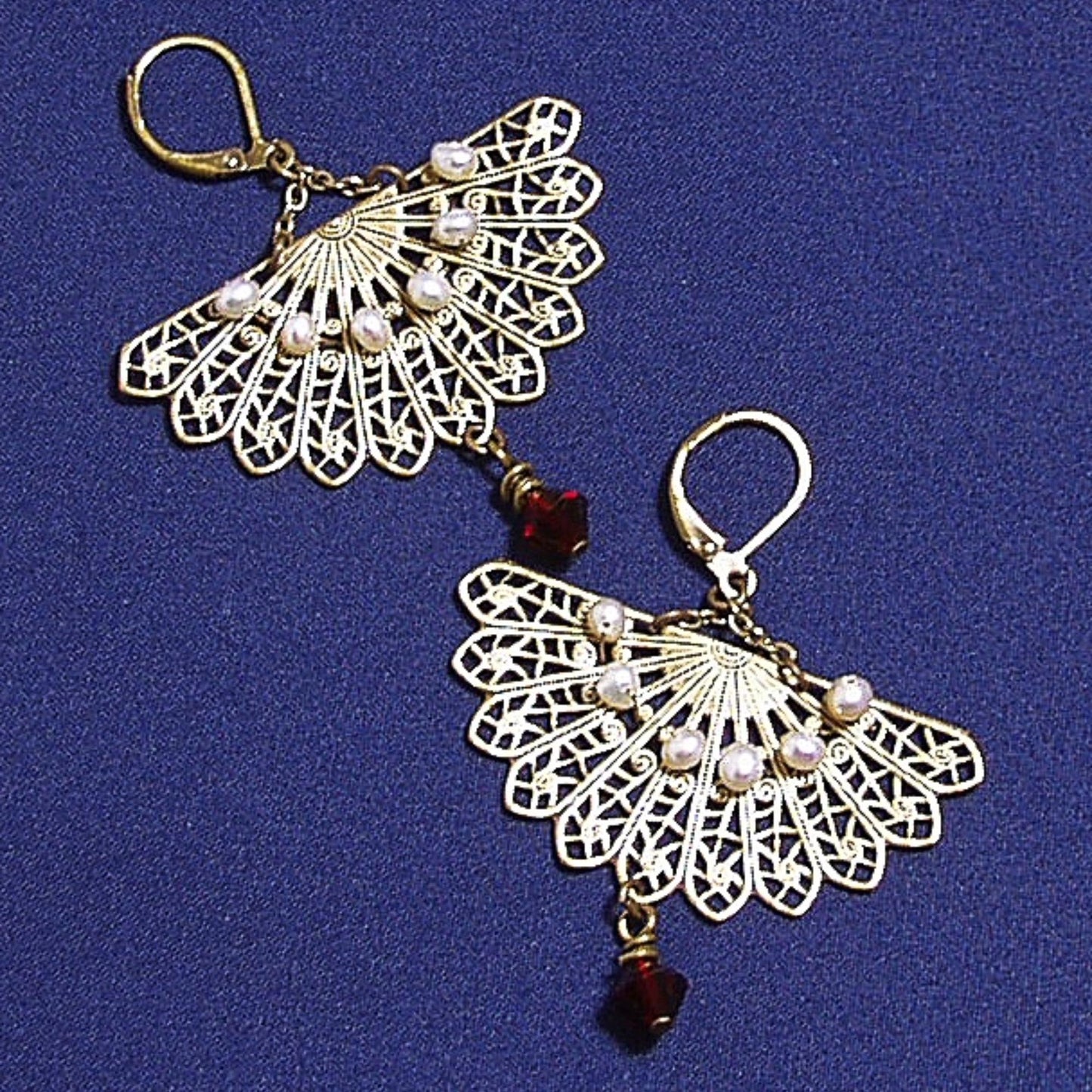 Fan Earrings, Brass Fan Earrings. Filigree Fan Earrings, Statement Earrings, Filigree Jewelry, Vintage Style Earrings, Victorian Earrings